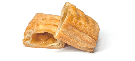 Apple pie on a white isolated background. toning