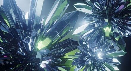 Abstract crystalline structures in cool colors, futuristic texture.