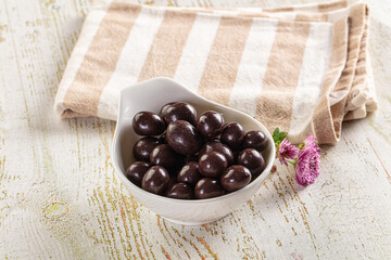 Nut in chocolate balls sweet candy