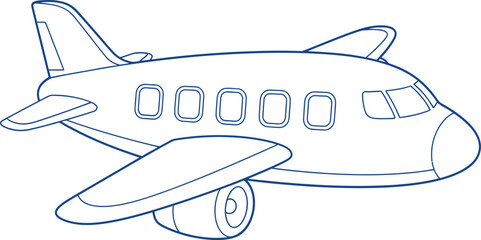 Simple line drawing of an airplane for children or coloring pages