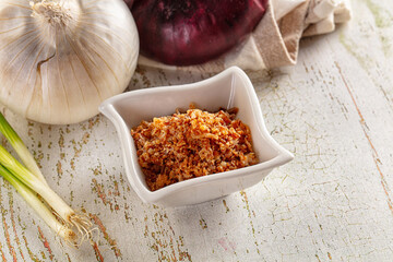 Roasted dry golden dehydrated onion