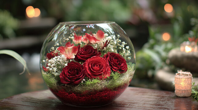 Cermin dengan diyempel bunga mawar