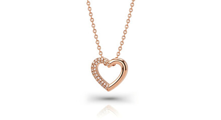Elegant 14k rose gold open heart pendant necklace featuring a stylish asymmetric design isolated on a clean white background.