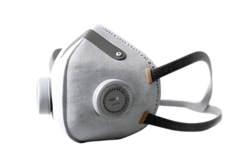 White N95 Style Respirator Mask with Valve,Protective Medical Face Mask,Medical Protective Mask with Breathing Valve,Isolated White Respirator Mask,Protective Healthcare Respirator Mask Isolated,Ai