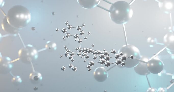 Dagrocorat rotating 3d molecule, molecular structure of selective glucocorticoid receptor agonist seamless video
