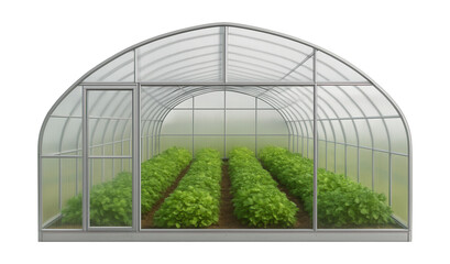 Large greenhouse with a high tunnel design, ideal for community gardening initiatives.