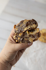 Sliced ​​cookie with chocolate chips