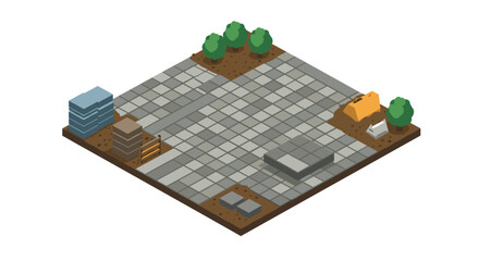Creative ceramic workshop scene in modern isometric style