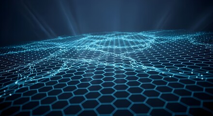 Fondo de tecnología hexagonal abstracta azul de comunicación, fondo de tecnología hexagonal futurista, fondo de tecnología del ciberespacio, fondo innovador 3d