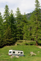 Caravan in a natural landscape in Europe