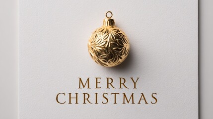 Elegant Christmas card with golden ornament on white background