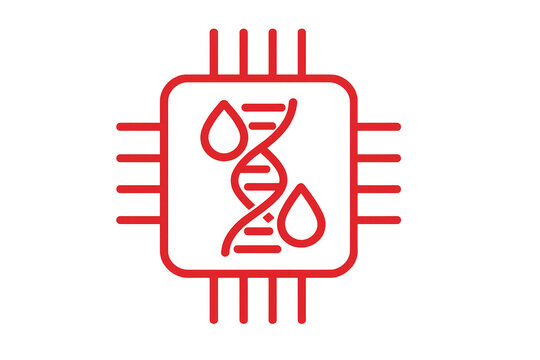 Dna blood analysis on microchip vector illustration