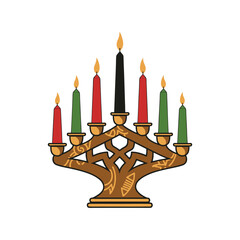 decorative kinara candle holder with white background