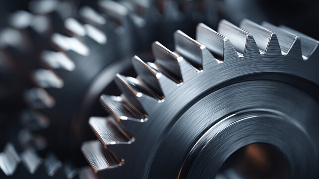 Intricate gears meshing together, a symbol of industrial precision and mechanical harmony. A close-up view of interlocking cogs, emphasizing functionality and the beauty of engineering