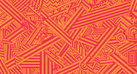 Bold orange and red geometric design with a captivating retro abstract pattern