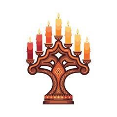 decorative kinara candle holder with white background