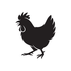 Angry Chicken silhouette vector flat illustration design on white background