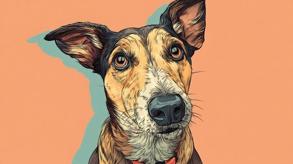 Cute Dog Portrait Pet Illustration Pop Art.
