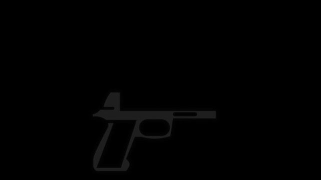 A  weapon in white color animated video in black background .3d animation in 4k.