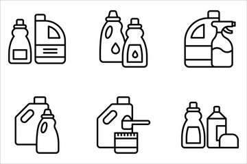 Fototapeta premium Cleaning products line icon set, grocery store and household vector icon on white background