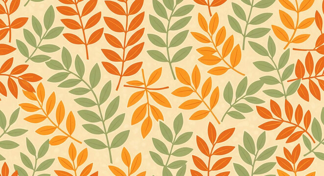 Seamless pattern of autumn leaves colorful foliage vector background for textile design wrapping paper or seasonal decoration