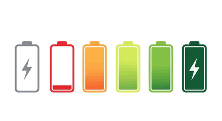 Battery charge level indicators showing energy capacity and power status