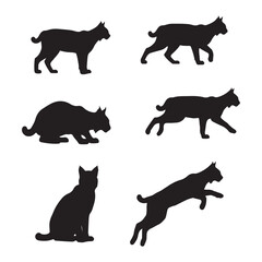 Black Tiger Silhouettes in Varied Dynamic Poses