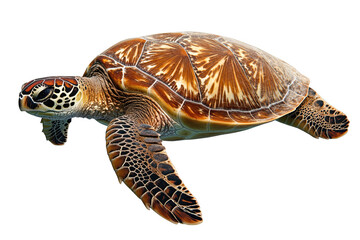 Obraz premium A Majestic Sea Turtle Gliding Gracefully Through the Ocean Waters, Showcasing Its Vibrant Patterns and Unique Shell Design in Stunning Detail isolated on transparent background 