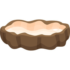 A Pixelated Brown Bowl Filled With White Liquid On A Transparent Background, Simple Illustration, Digital Art, Empty Dish For Food Or Drink, Abstract Shape