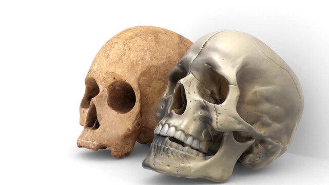 human skulls on white background
