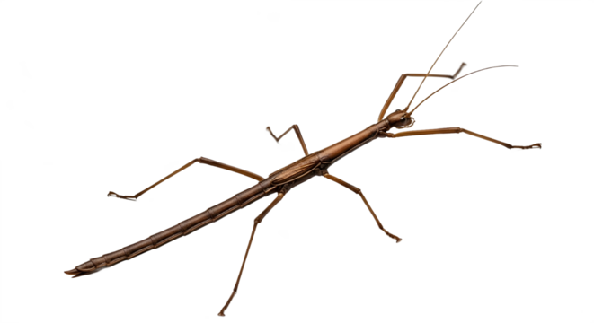 A brown stick insect on transparent background 