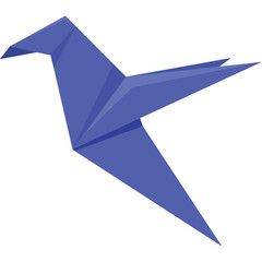 A Blue Origami Bird Folded From Paper Isolated On A White Background With Sharp Angles And Geometric Shapes Representing Art And Creativity