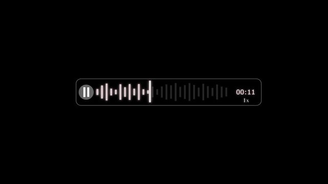 Abstract Wave Voice Animation. 17 second IMO Messenger Voice Message Recording Animation, with Audio Spectrum Animation, Modern Voice Wave Animation on a black Background