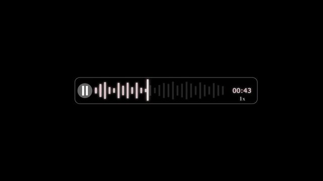 Abstract Wave Voice Animation. 1 minute 06 second IMO Messenger Voice Message Recording Animation, with Audio Spectrum Animation, Modern Voice Wave Animation on a black Background