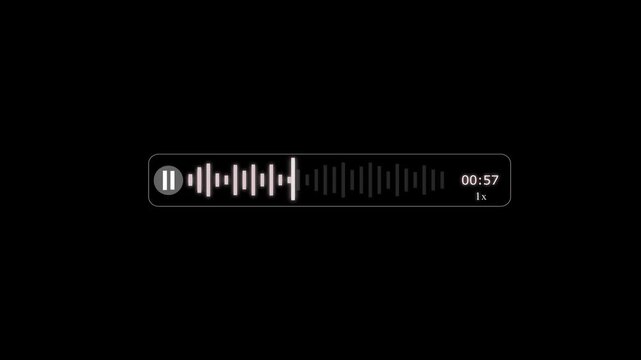 Abstract Wave Voice Animation. 1 minute 28 second IMO Messenger Voice Message Recording Animation, with Audio Spectrum Animation, Modern Voice Wave Animation on a black Background