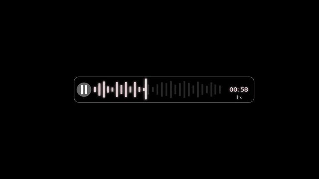 Abstract Wave Voice Animation. 1 minute 29 second IMO Messenger Voice Message Recording Animation, with Audio Spectrum Animation, Modern Voice Wave Animation on a black Background