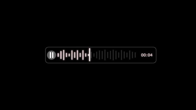 Abstract Wave Voice Animation. 5 second IMO Messenger Voice Message Recording Animation, with Audio Spectrum Animation, Modern Voice Wave Animation on a black Background