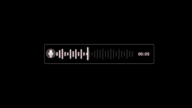 Abstract Wave Voice Animation. 7 second IMO Messenger Voice Message Recording Animation, with Audio Spectrum Animation, Modern Voice Wave Animation on a black Background