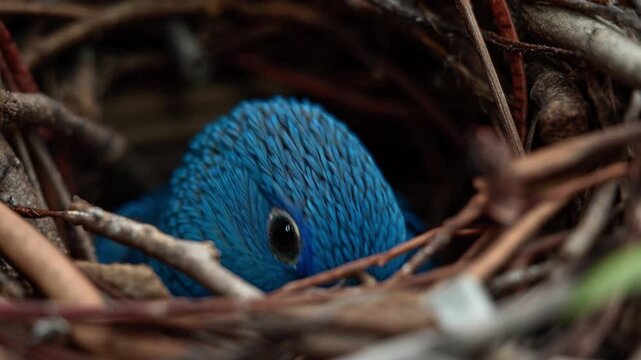 Nesting blue parrot