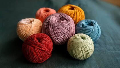 Colorful Yarn Balls In Different Textures For Craft Projects