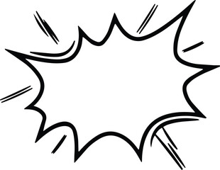 A bold, high-contrast vector icon of an empty speech or burst bubble, rendered in a classic comic book and pop art style.