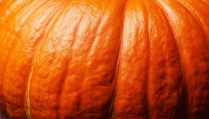 Natural Autumnal Backdrop Close Up Of Bright Orange Pumpkin Skin Texture