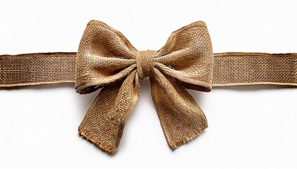 Burlap Rope Bow Isolated On White Background