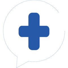 Obraz premium Blue Medical Cross Symbol Inside A Dotted Speech Bubble Outline On A Transparent Background Represents Healthcare Communication And Information Exchange