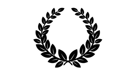 Illustration of a laurel wreath, a symbol of victory and honor, in black and white.