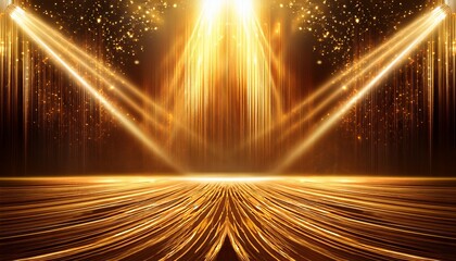 Golden Stage Spotlights Royal Awards Graphics Background Lights Elegant Shine Modern Template Luxury Premium Corporate Template Event Show Backdrop