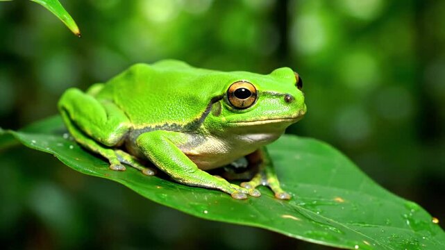 Time lapse of a misty, ancient forest floor, revealing a small newt slowly emerging from fallen leaves after rainfall, emphasizing the rich biodiversity and damp, fertile environment.