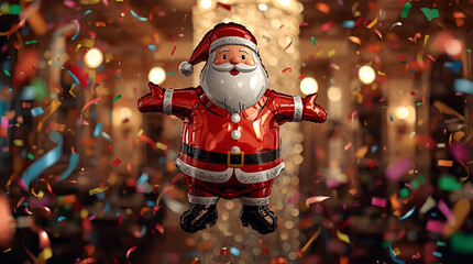 Metallic helium balloon in the shape of Santa