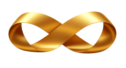 Golden Infinity Symbol Ribbon Loop isolated on a transparent background image 1