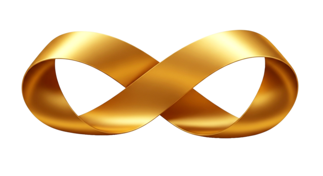 Golden Infinity Symbol Ribbon Loop isolated on a transparent background image 1